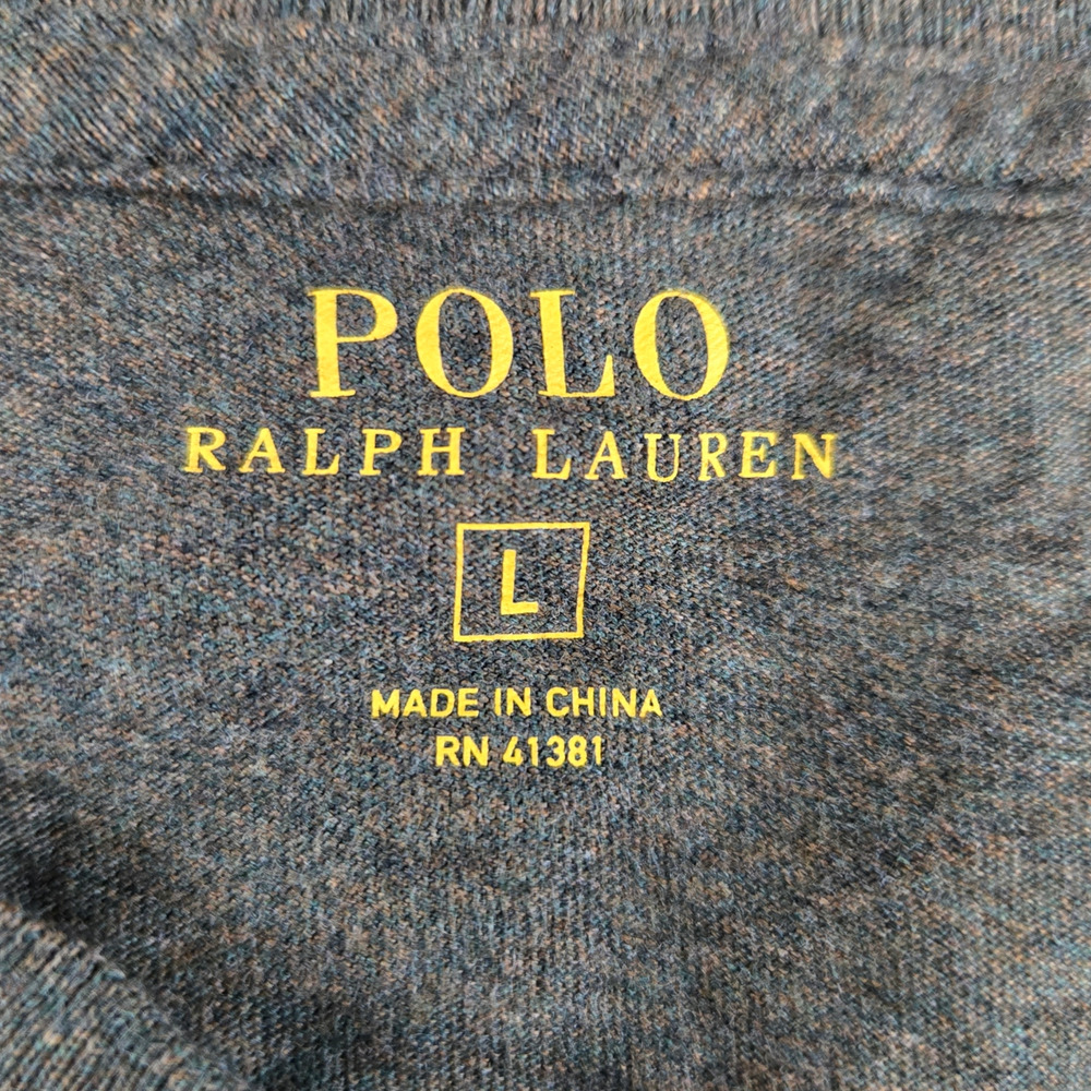 Polo Ralph Lauren Olive Green Long Sleeve Slight V Neck Basic Shirt Size Large - Picture 4 of 6